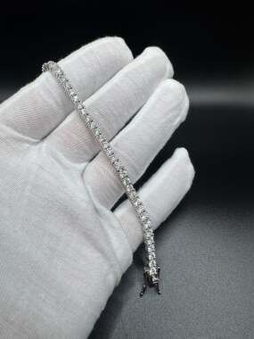 925 Sterling Silver Moissanite Tennis Bracelet 3mm 6.5" D VVS1 GRA Women's